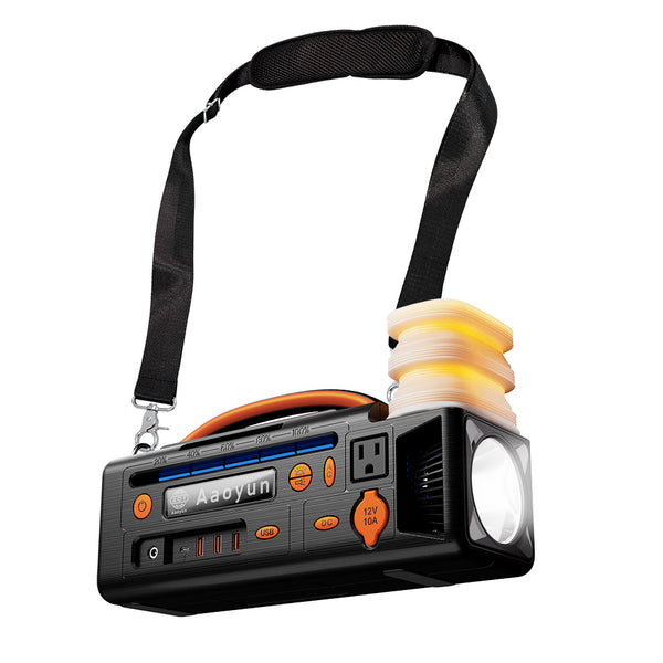 Aao-320 Portable Power Bank - 300W Solar Generator with 296Wh Battery, Pure Sine Wave Inverter, Type-C, and LED Flashlight